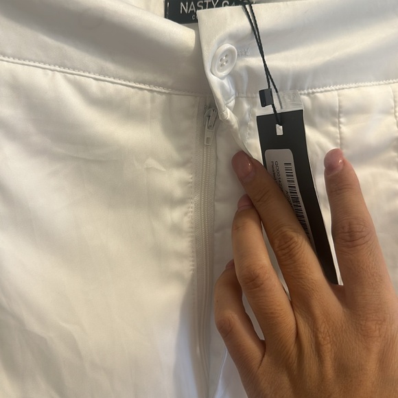 Nasty Gal Crisp White Trousers High Waist Pants Size 6 Wide Leg - Picture 7 of 11